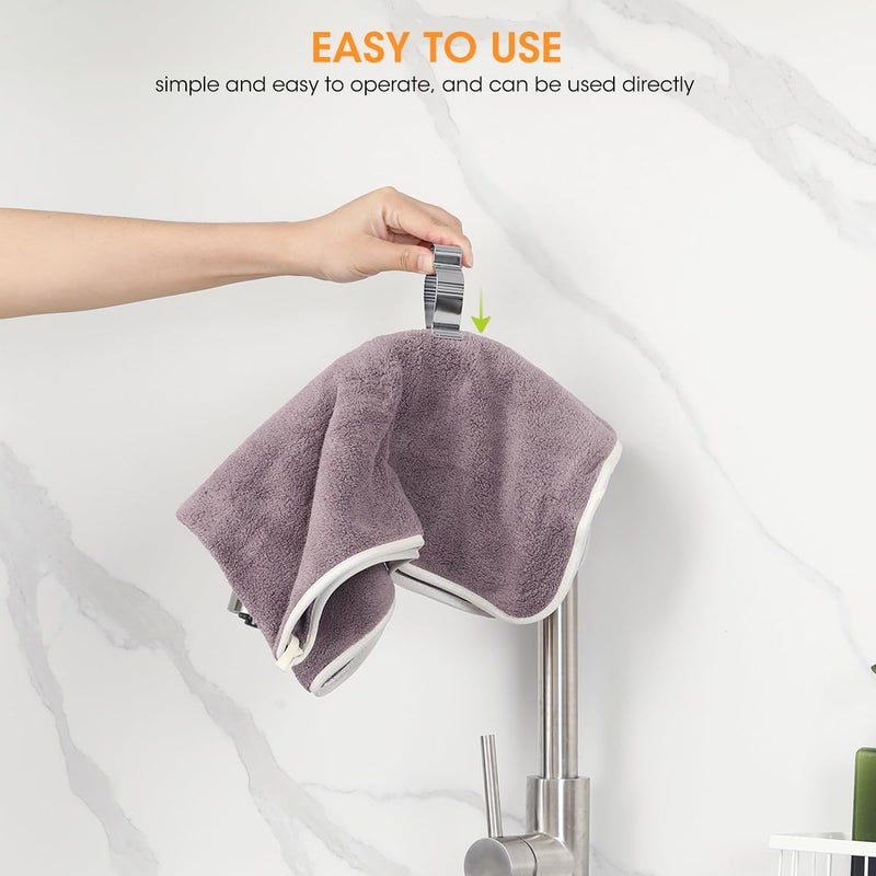 AIEVE 4 Pcs Stainless Steel Towel Clips,Hand Towel Clips for Kitchen or Bathroom, Towel Holder Clips for Towel Rack,Oven Handle, Dishwasher, Stove - Image 4